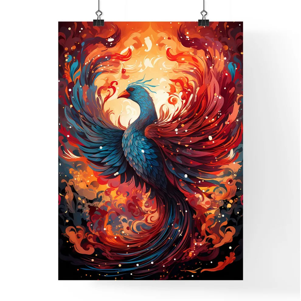 A Colorful Bird With Fire Fla Poster