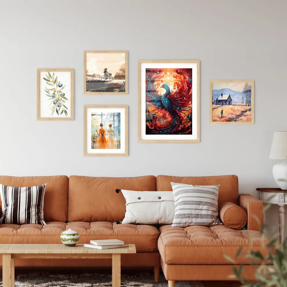 A Colorful Bird With Fire Fla Framed Print