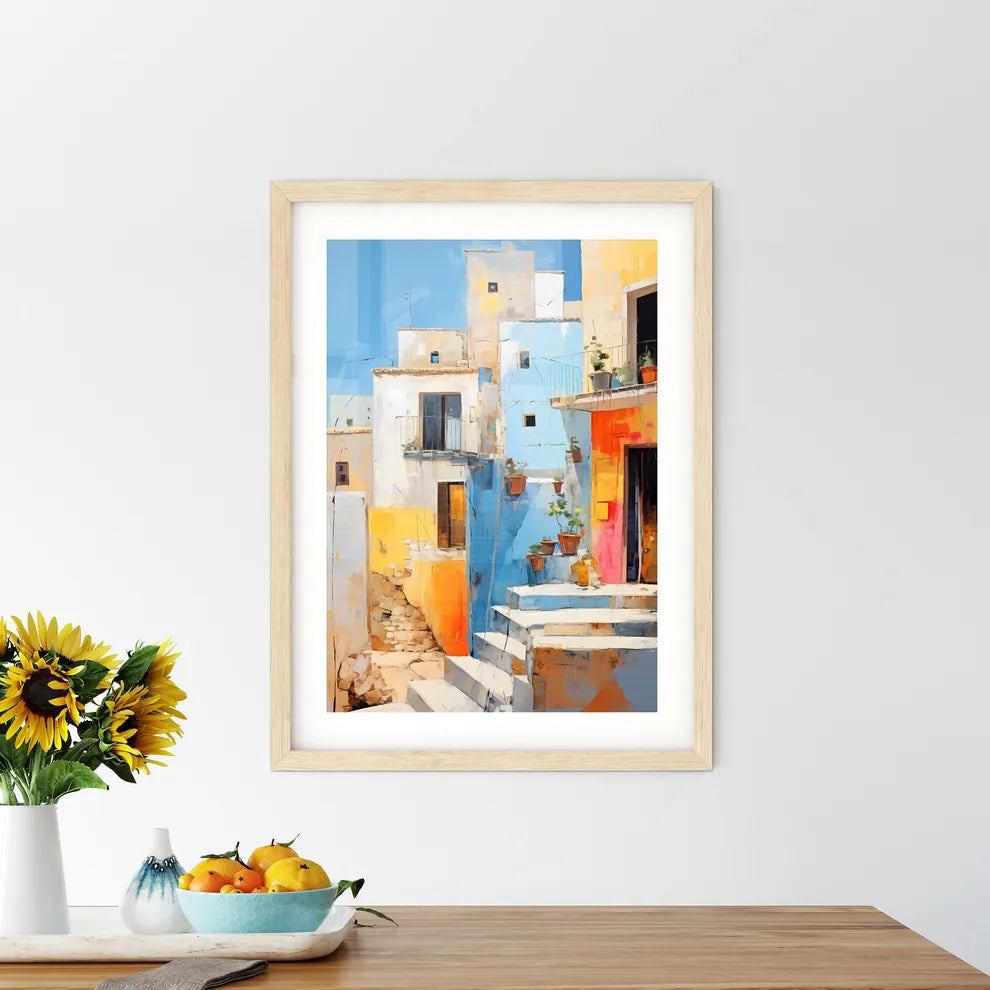 A Colorful Buildings With Stairs And Plants Size Chart