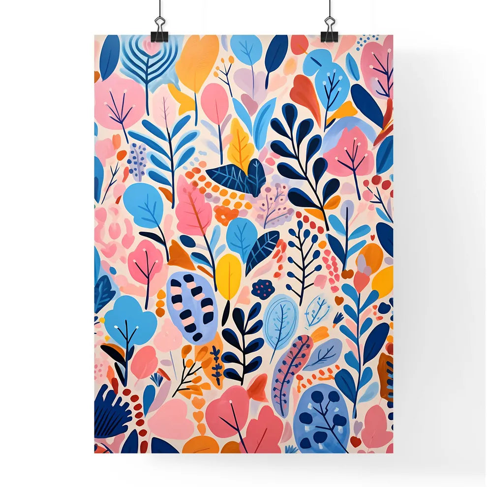 A Colorful Floral Pattern On A White Surfac Poster