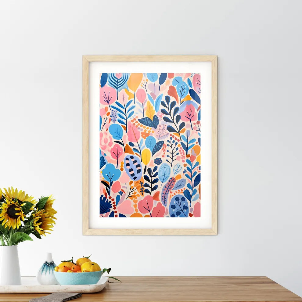 A Colorful Floral Pattern On A White Surfac - Kitchen Hangings