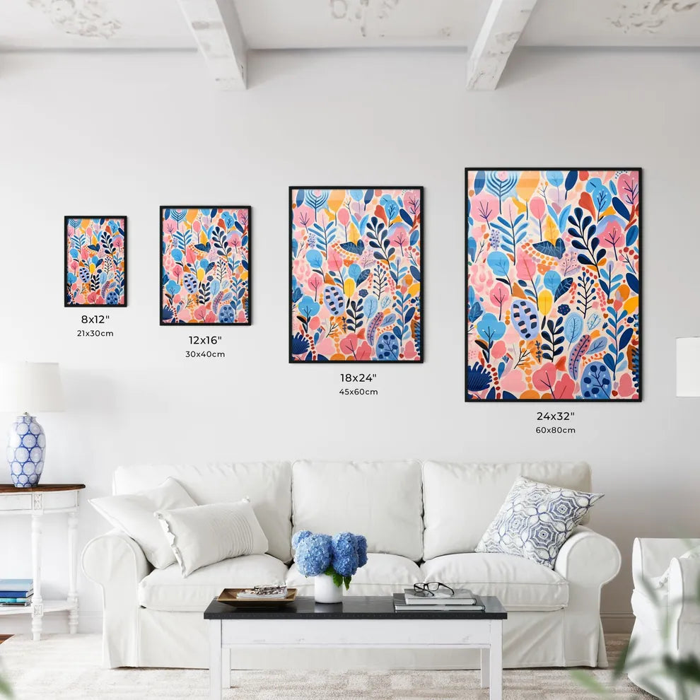 A Colorful Floral Pattern On A White Surfac Wall Art