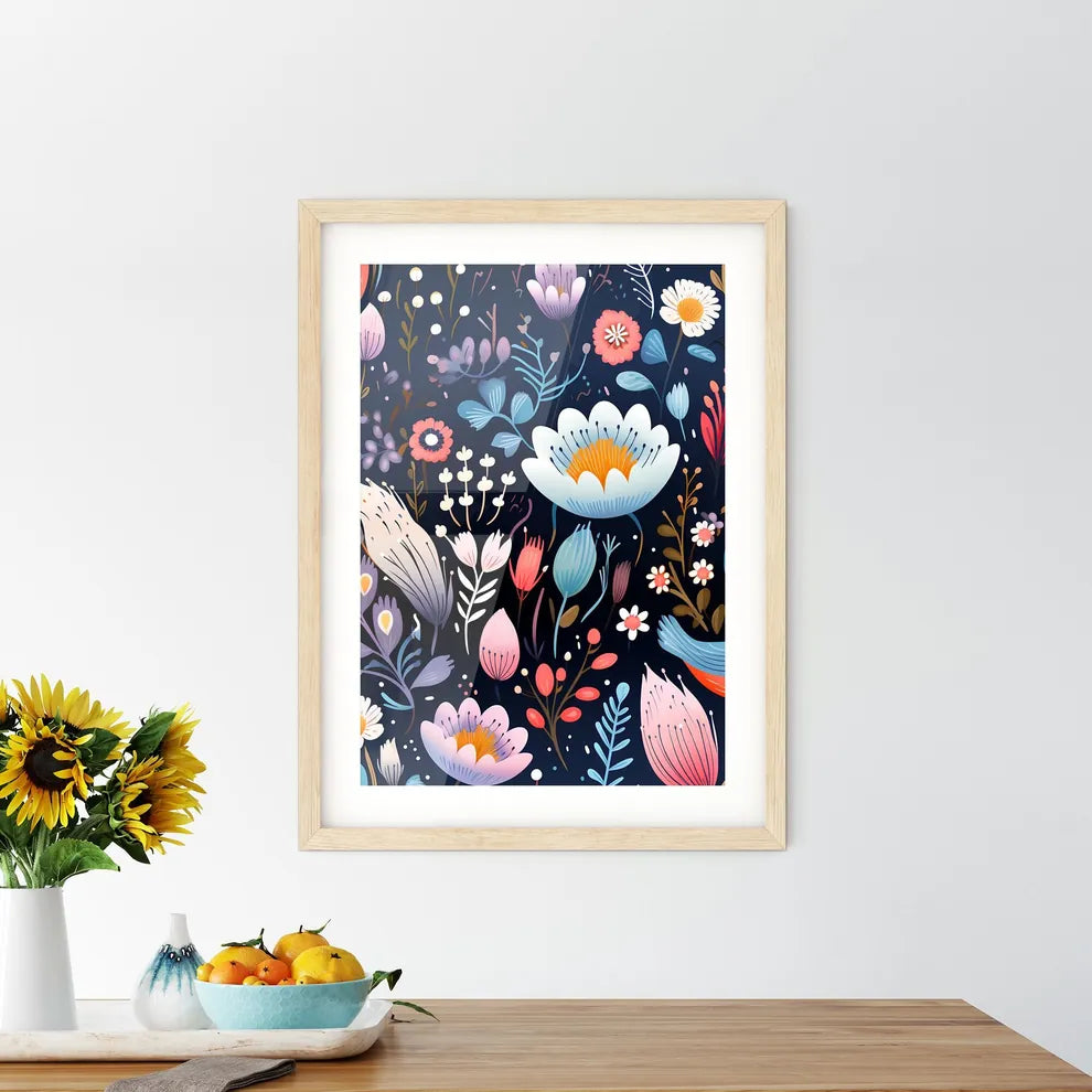 A Colorful Floral Pattern Wit Size Chart