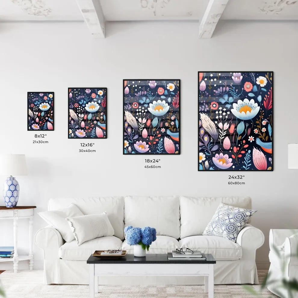 A Colorful Floral Pattern Wit Art Print