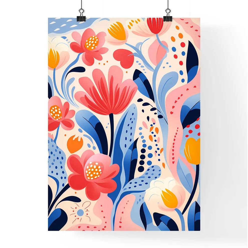 A Colorful Floral Pattern With Flower Poster