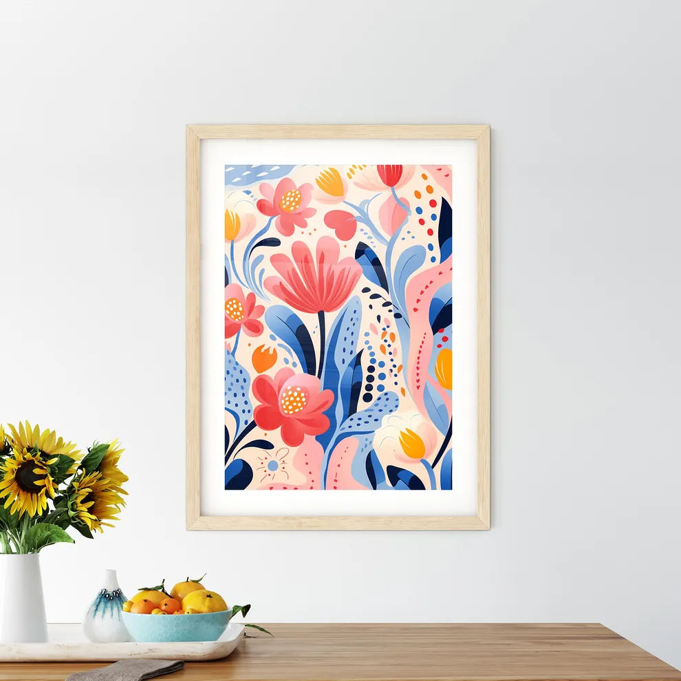 A Colorful Floral Pattern With Flower - Kitchen Hangings