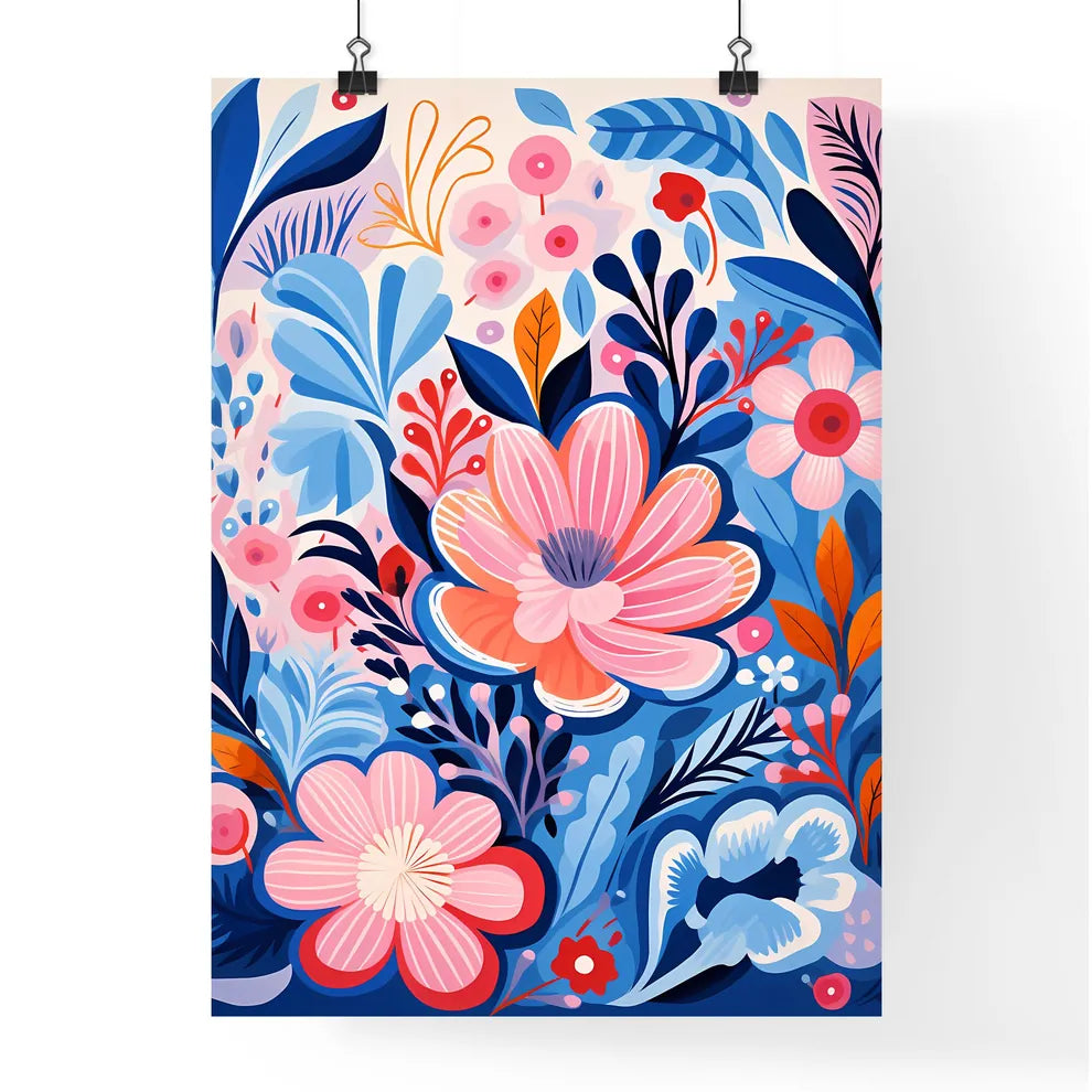 A Colorful Floral Pattern With Flower Poster