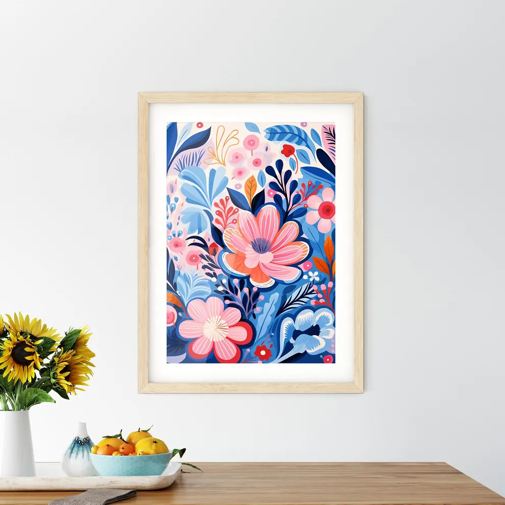 A Colorful Floral Pattern With Flower - Kitchen Hangings