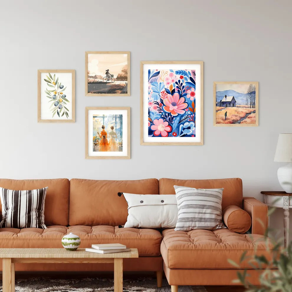 A Colorful Floral Pattern With Flower Framed Print