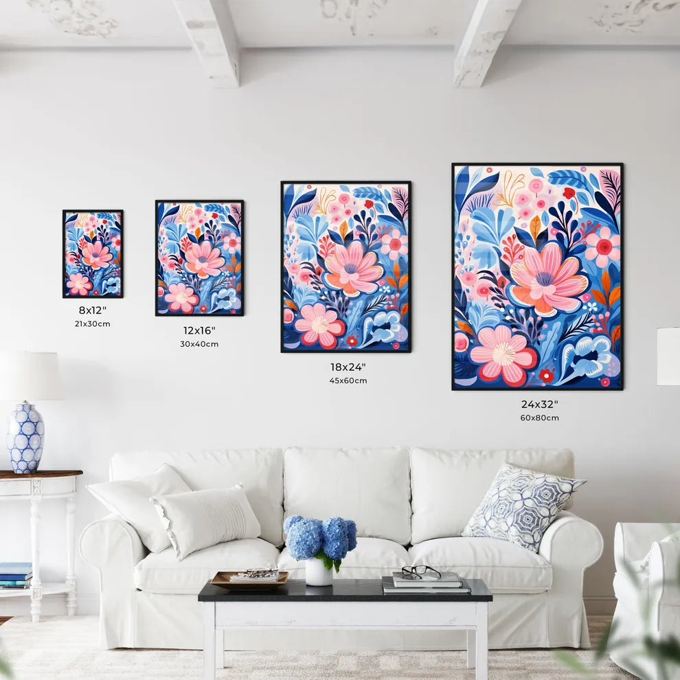A Colorful Floral Pattern With Flower Wall Art