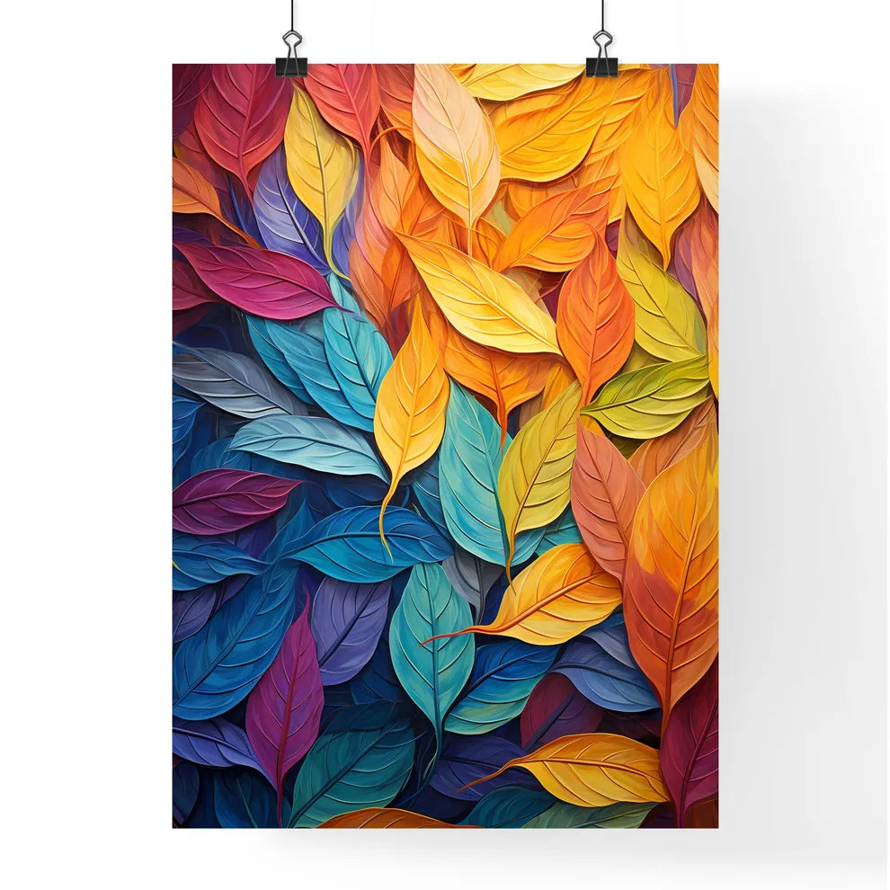 A Colorful Leaves On A Wal Poster