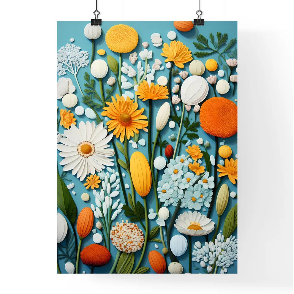 A Colorful Paper Cut Flower Poster