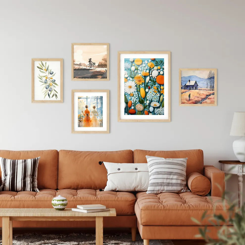 A Colorful Paper Cut Flower Framed Print