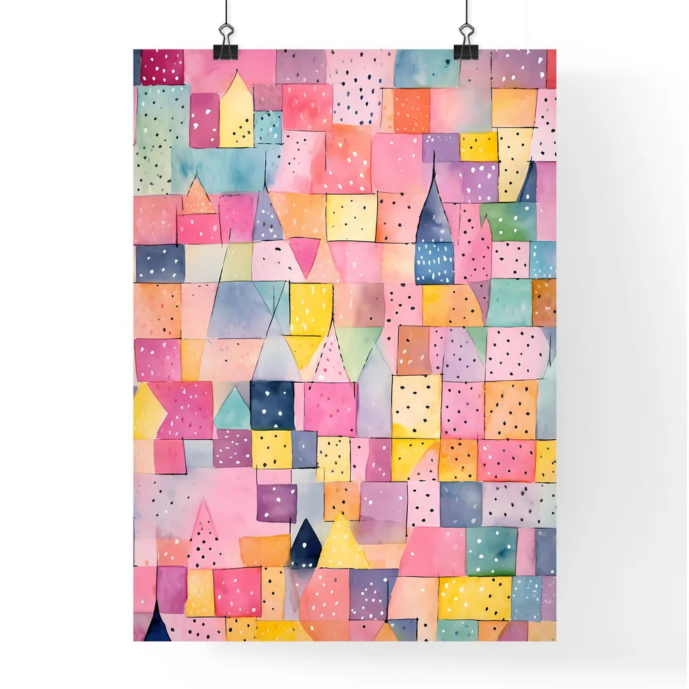 A Colorful Pattern Of Square Poster