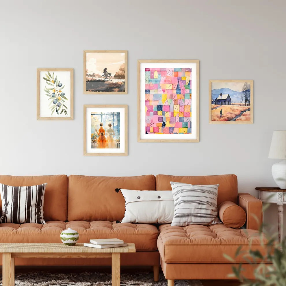 A Colorful Pattern Of Square Framed Print