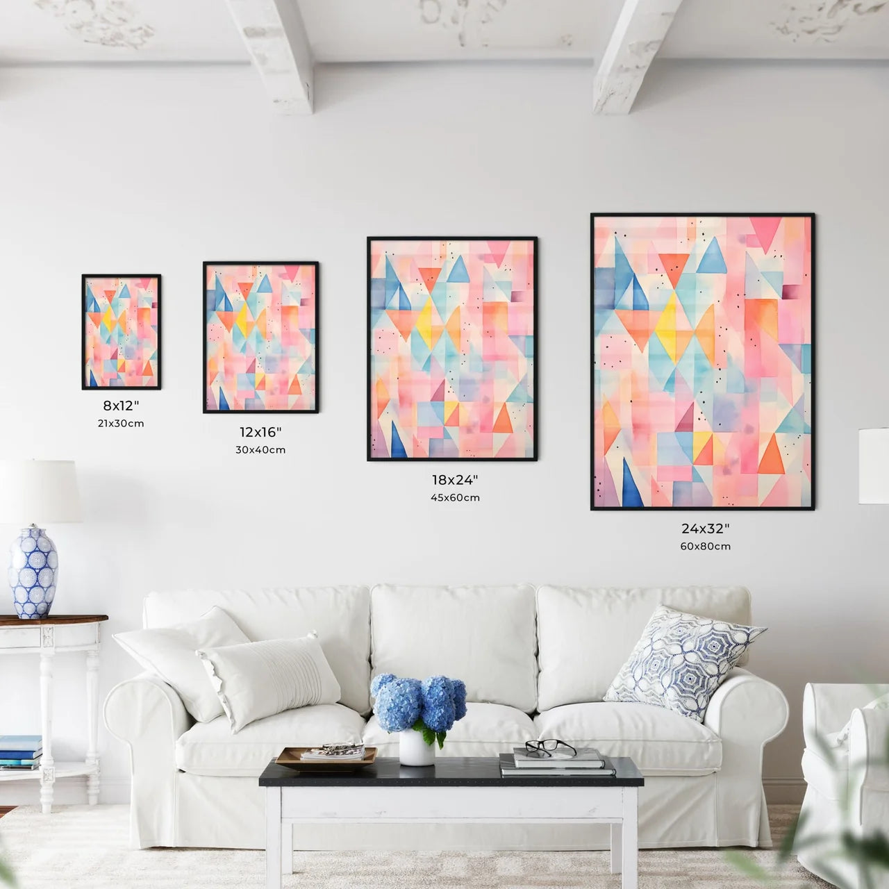 A Colorful Pattern Of Triangle Wall Art