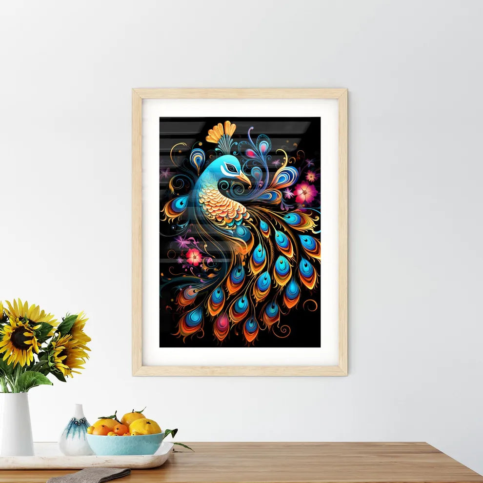 A Colorful Peacock With Flowe Size Chart