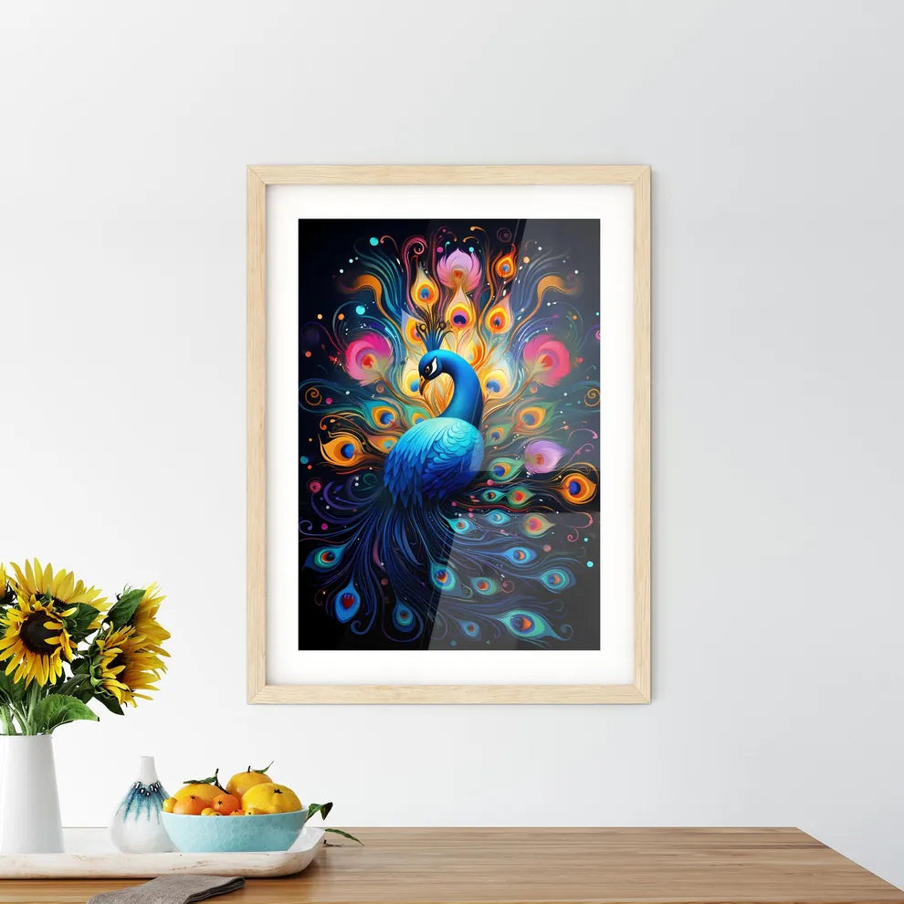 A Colorful Peacock With Many  Size Chart