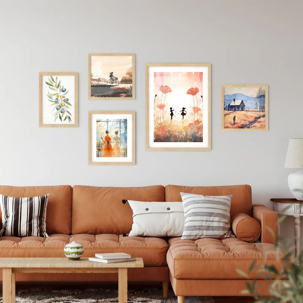 A Couple Of Girls Dancing In A Flower Fiel Framed Print