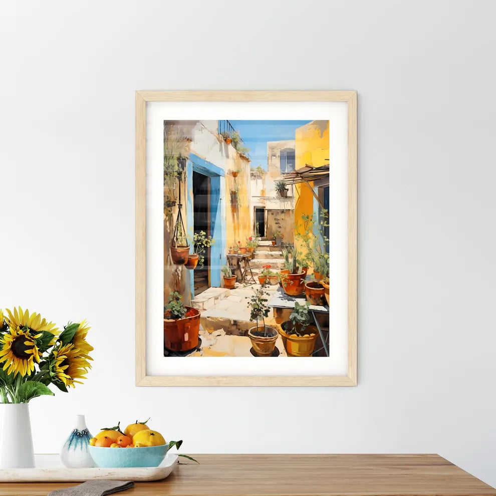 A Courtyard With Pots Of Plants Size Chart