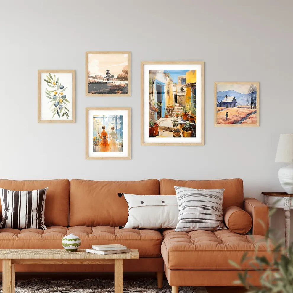 A Courtyard With Pots Of Plants Custom Print