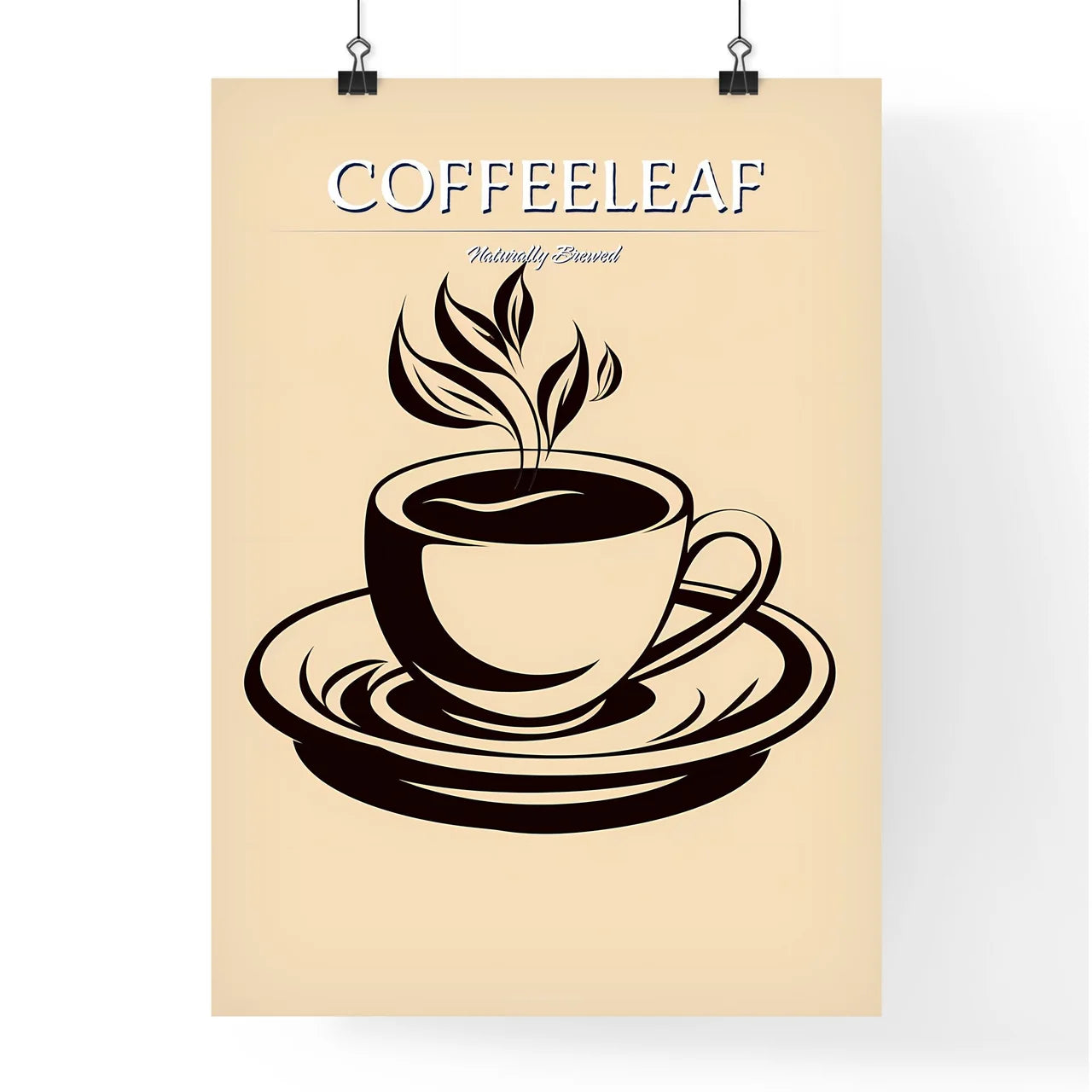 A Cup Of Coffee With Leaves Coming Out Of I Poster