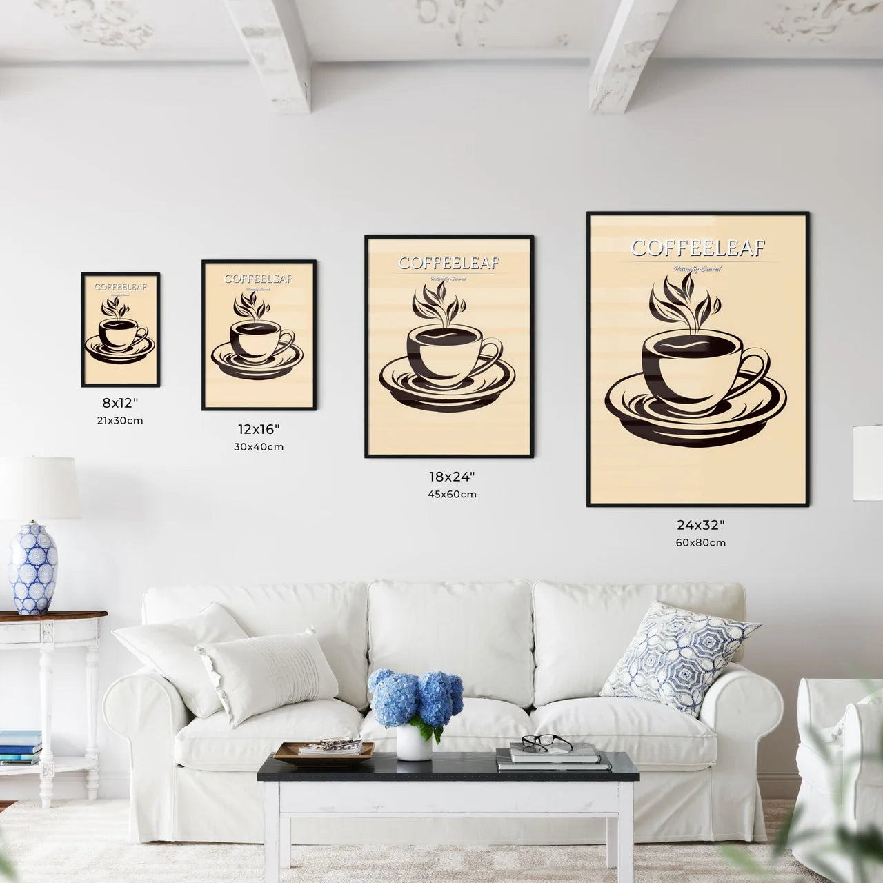 A Cup Of Coffee With Leaves Coming Out Of I - Kitchen Hangings