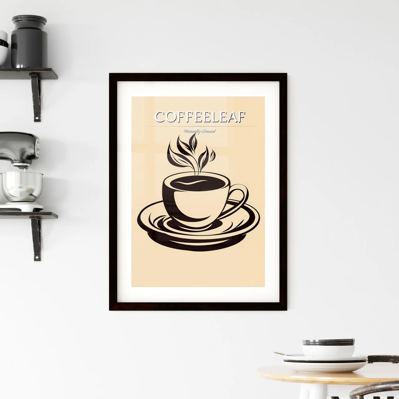 A Cup Of Coffee With Leaves Coming Out Of I Framed Print