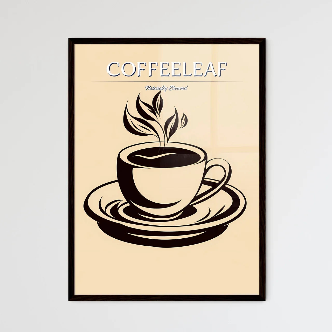 A Cup Of Coffee With Leaves Coming Out Of I - Framed Art Print