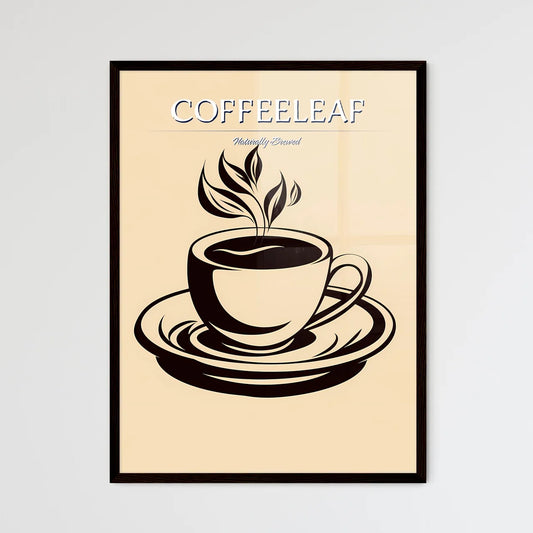 A Cup Of Coffee With Leaves Coming Out Of I - Framed Art Print