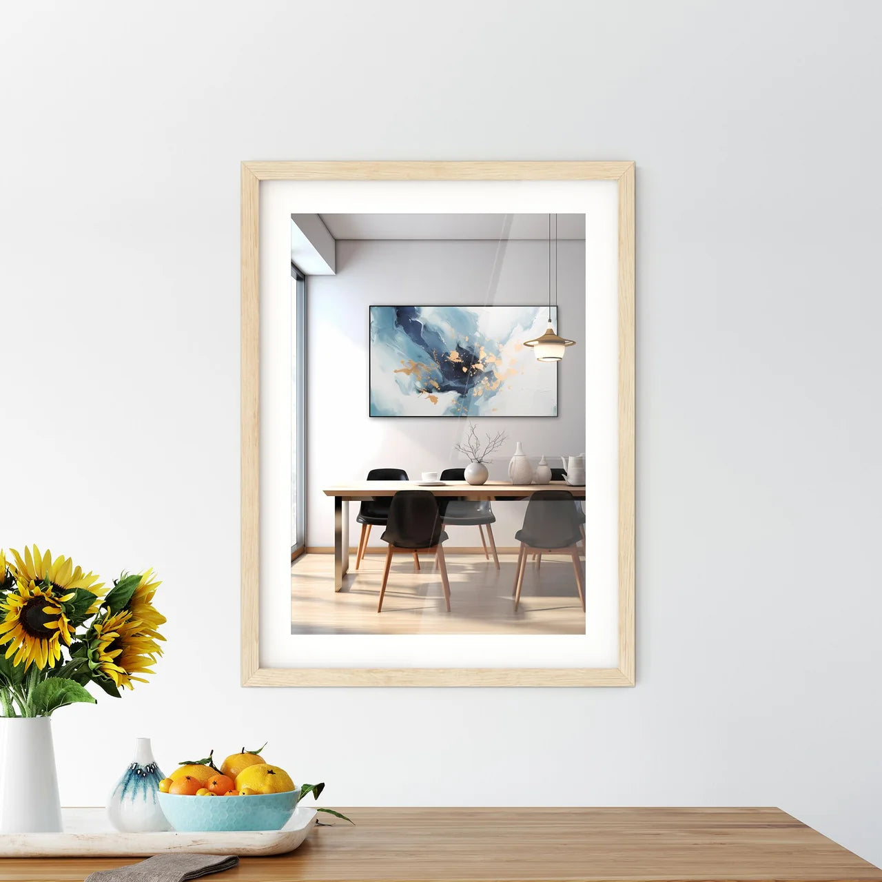 A Dining Room With A Table And Chair - Kitchen Hangings