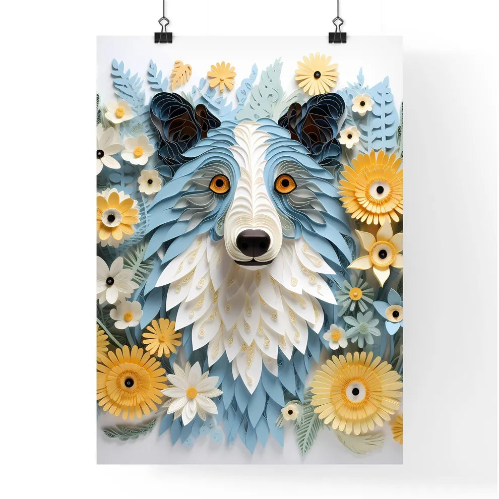 A Dog Made Out Of Paper Flowe Poster