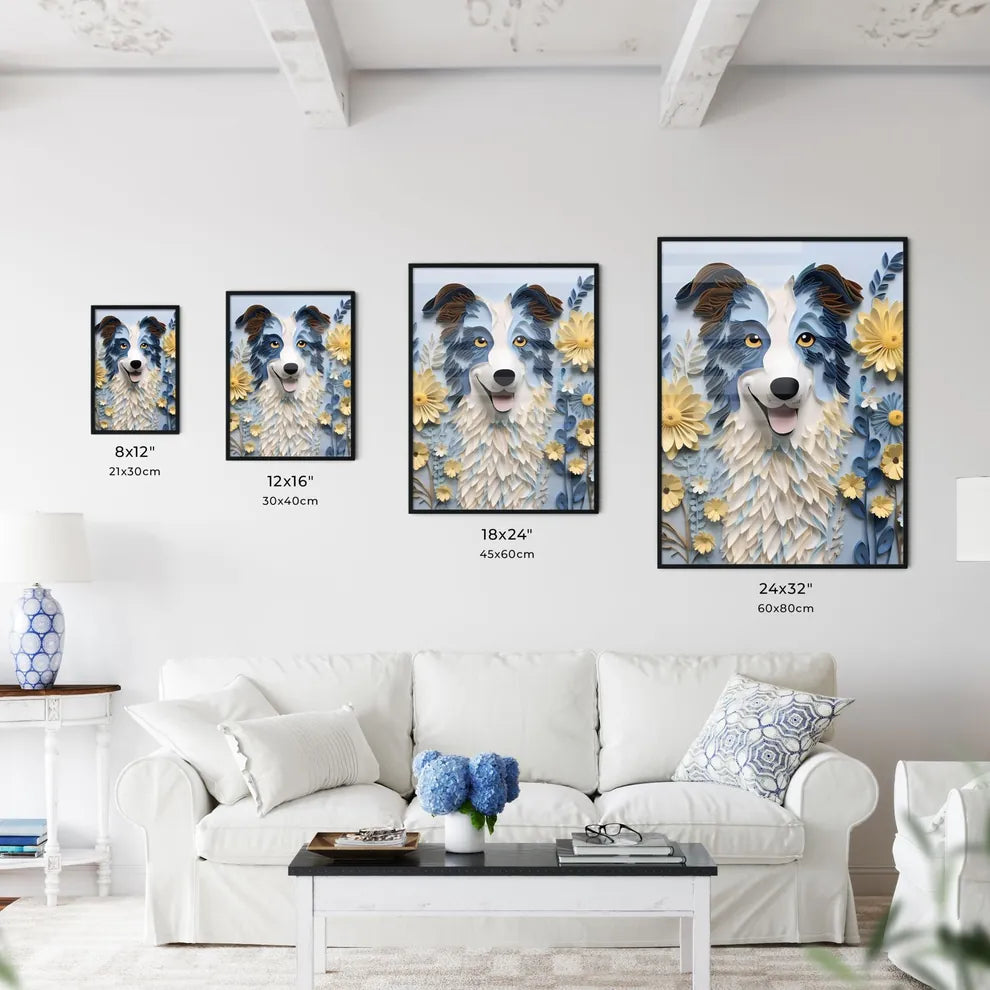 A Dog Made Out Of Paper Flowe Art Print