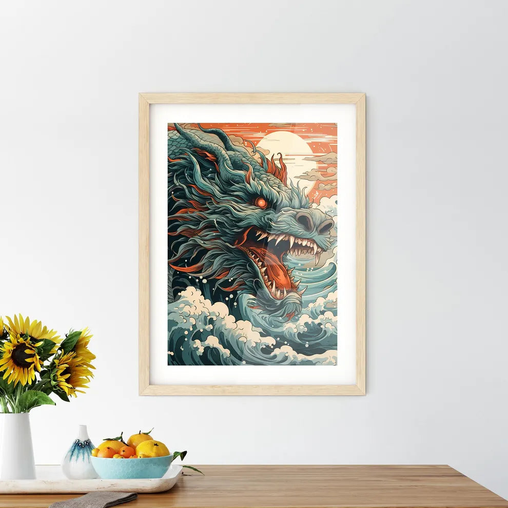 A Dragon With Waves And Red E Size Chart