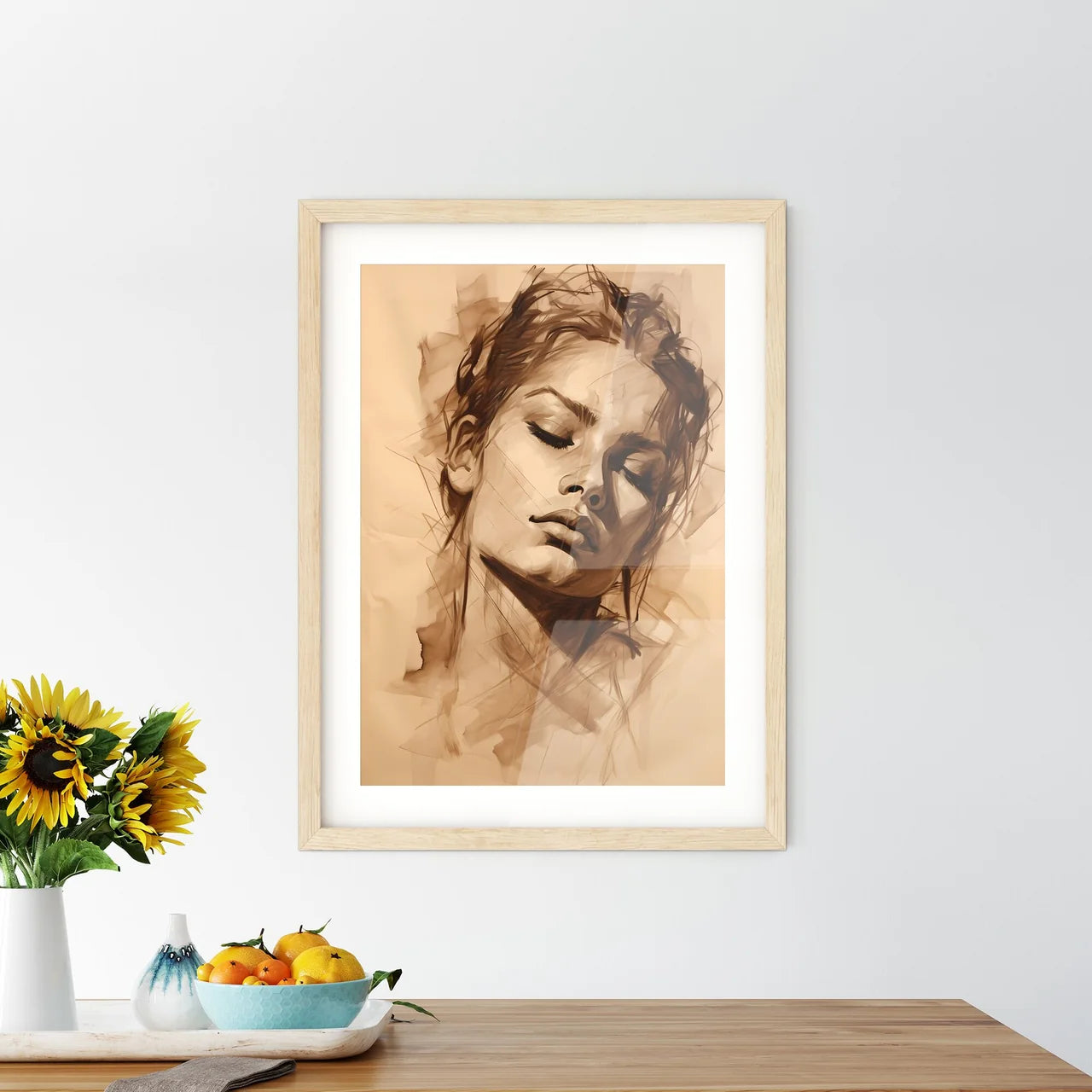 A Drawing Of A Woman's Fac - Kitchen Hangings