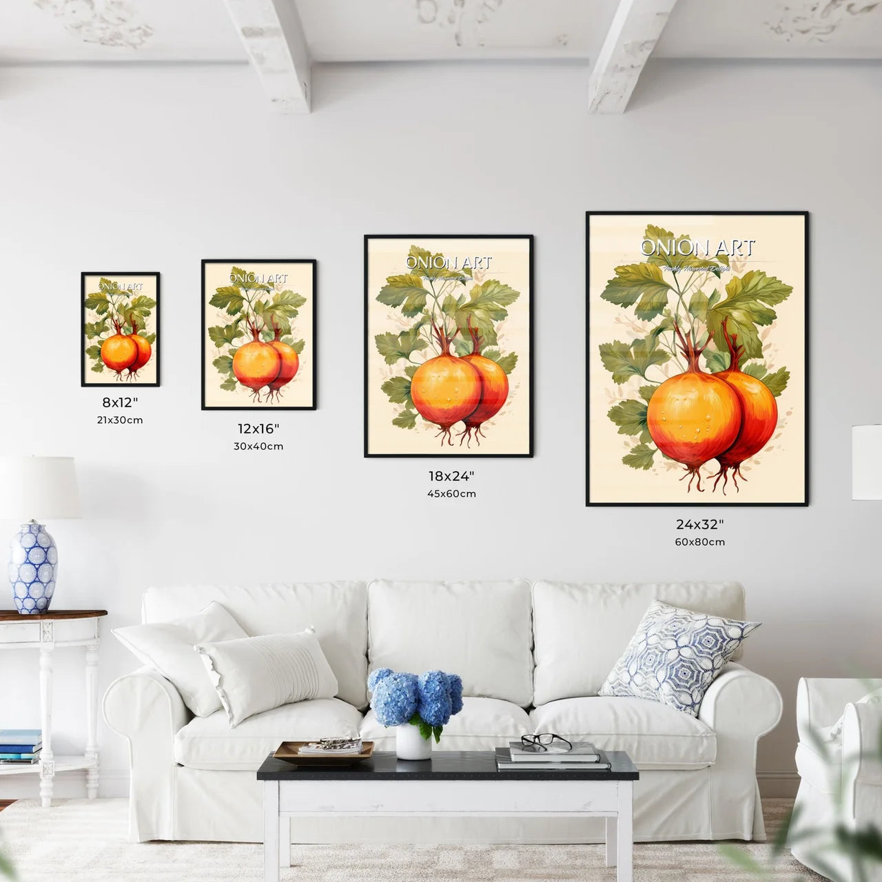 A Drawing Of Onions With Leave - Kitchen Hangings