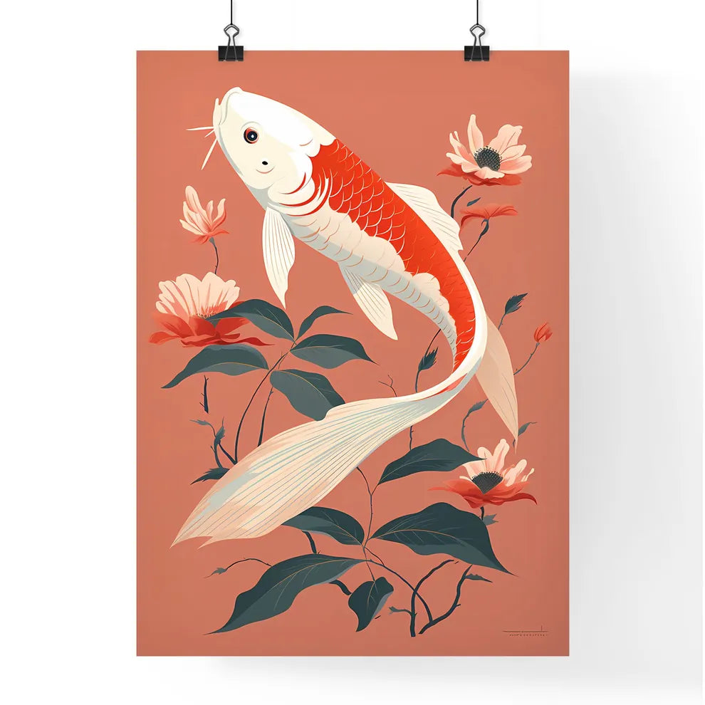 A Fish Swimming In Flowers Poster