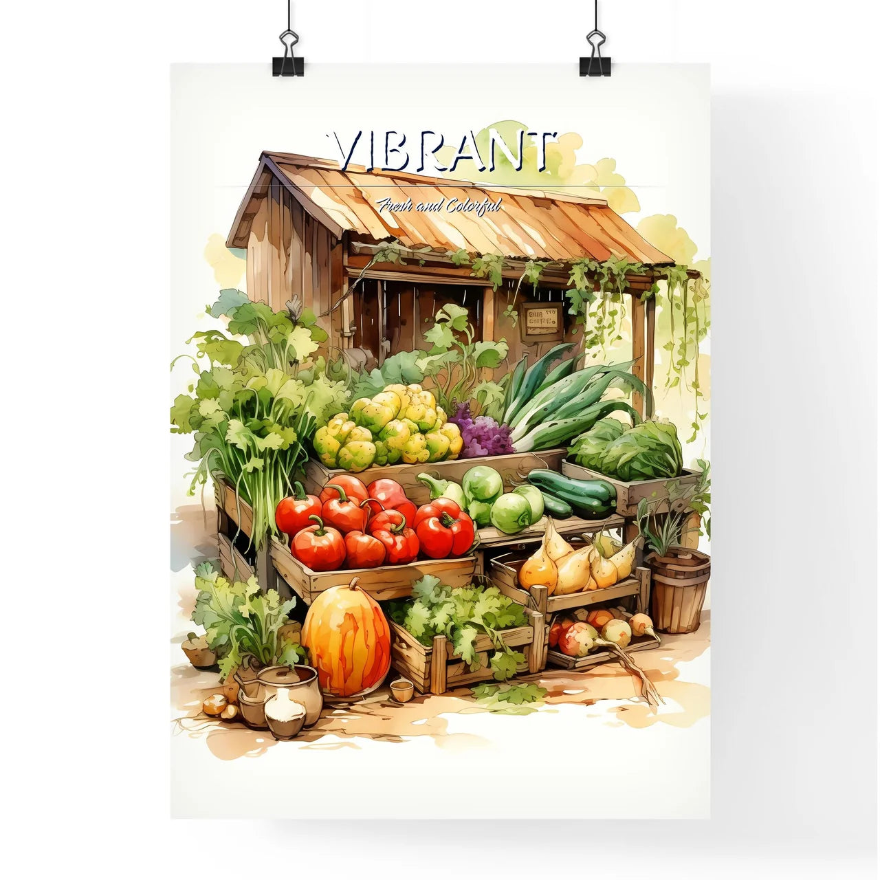 A Fruit And Vegetables On Displa Poster