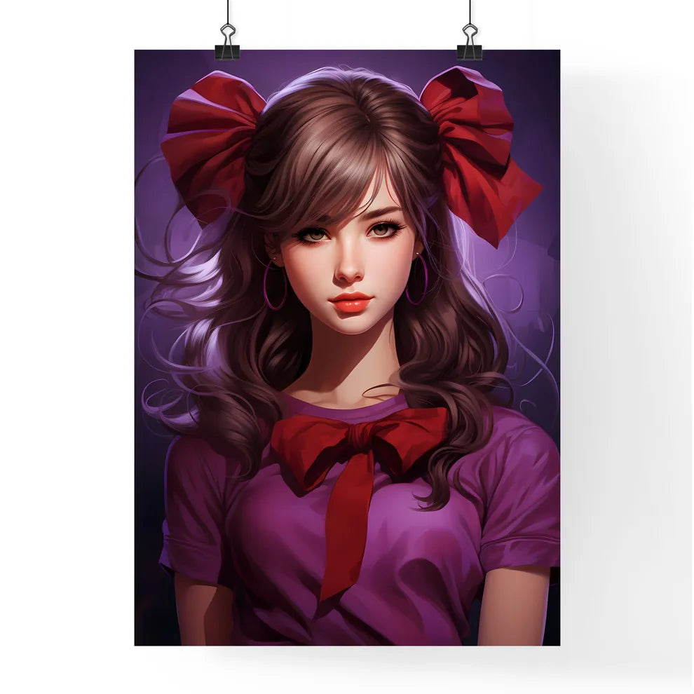 A Girl With Red Bow Poster