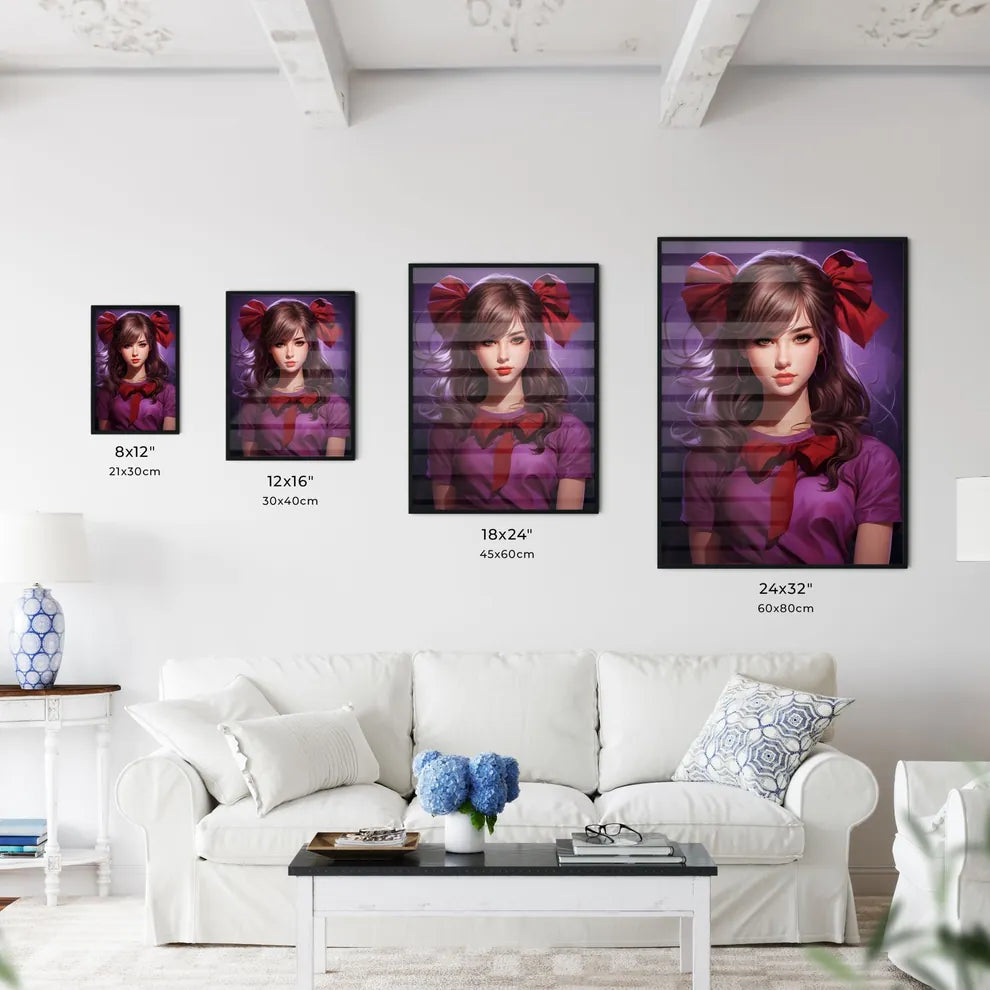 A Girl With Red Bow Wall Art