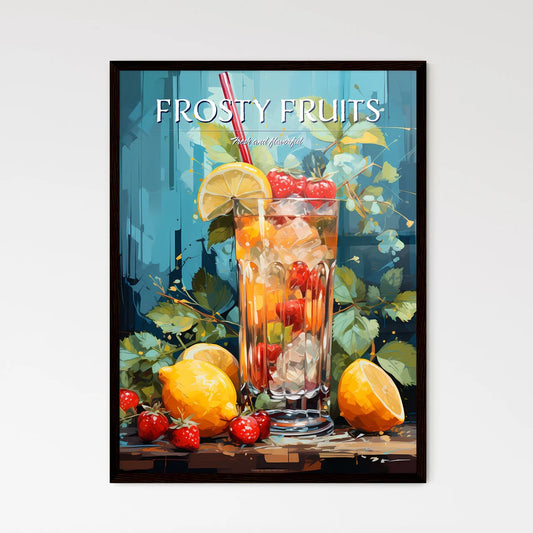 A Glass Of Fruit And Ice With Stra - Framed Art Print