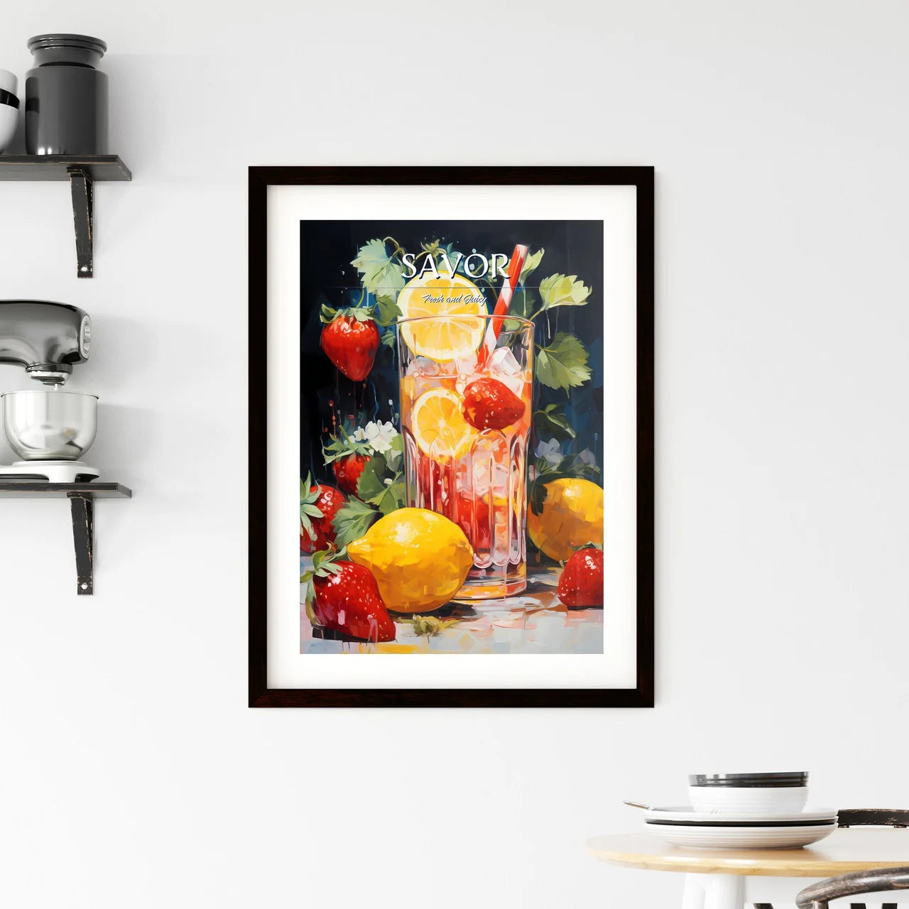 A Glass Of Ice And Strawberrie Framed Print