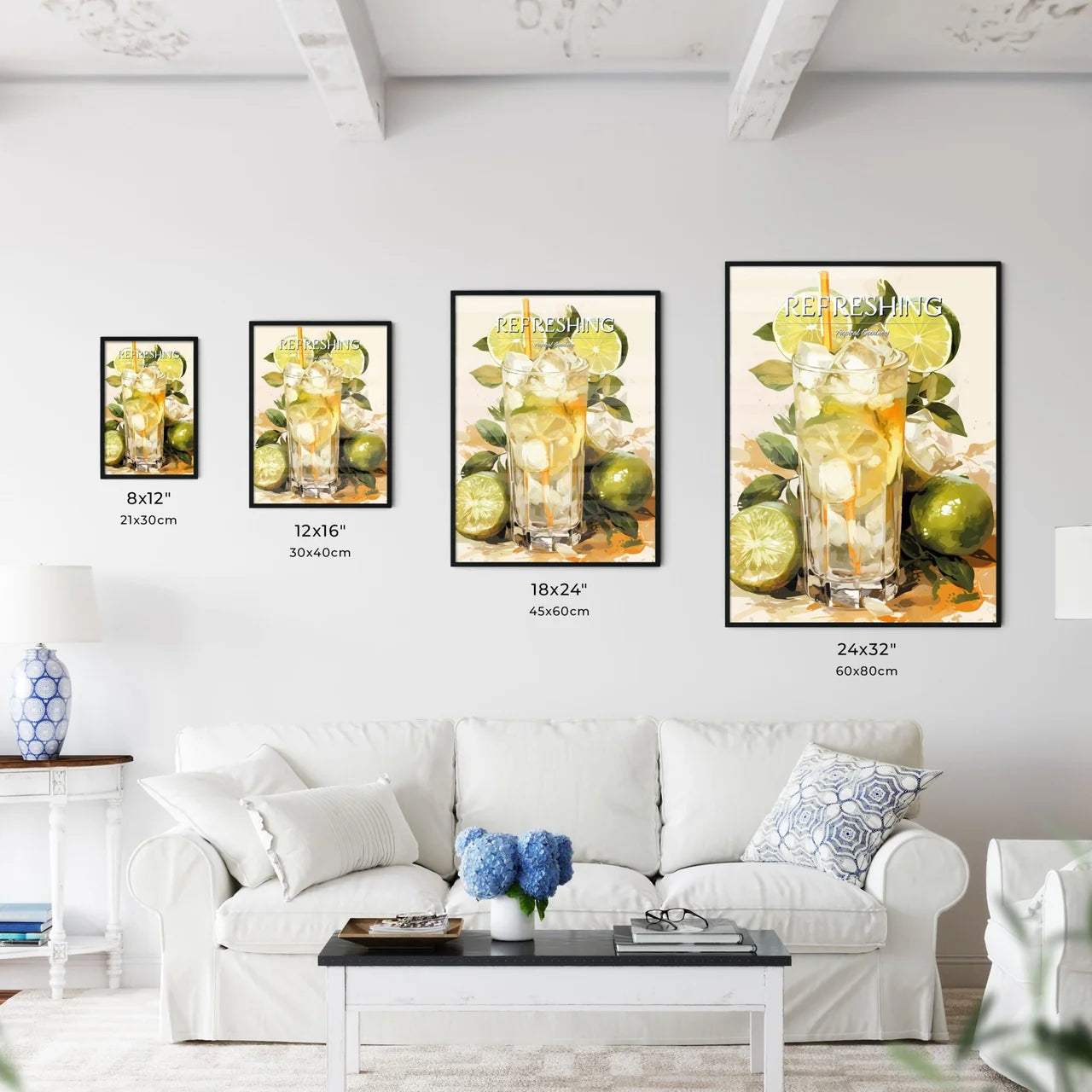 A Glass Of Ice Tea With Limes And Leave - Kitchen Hangings