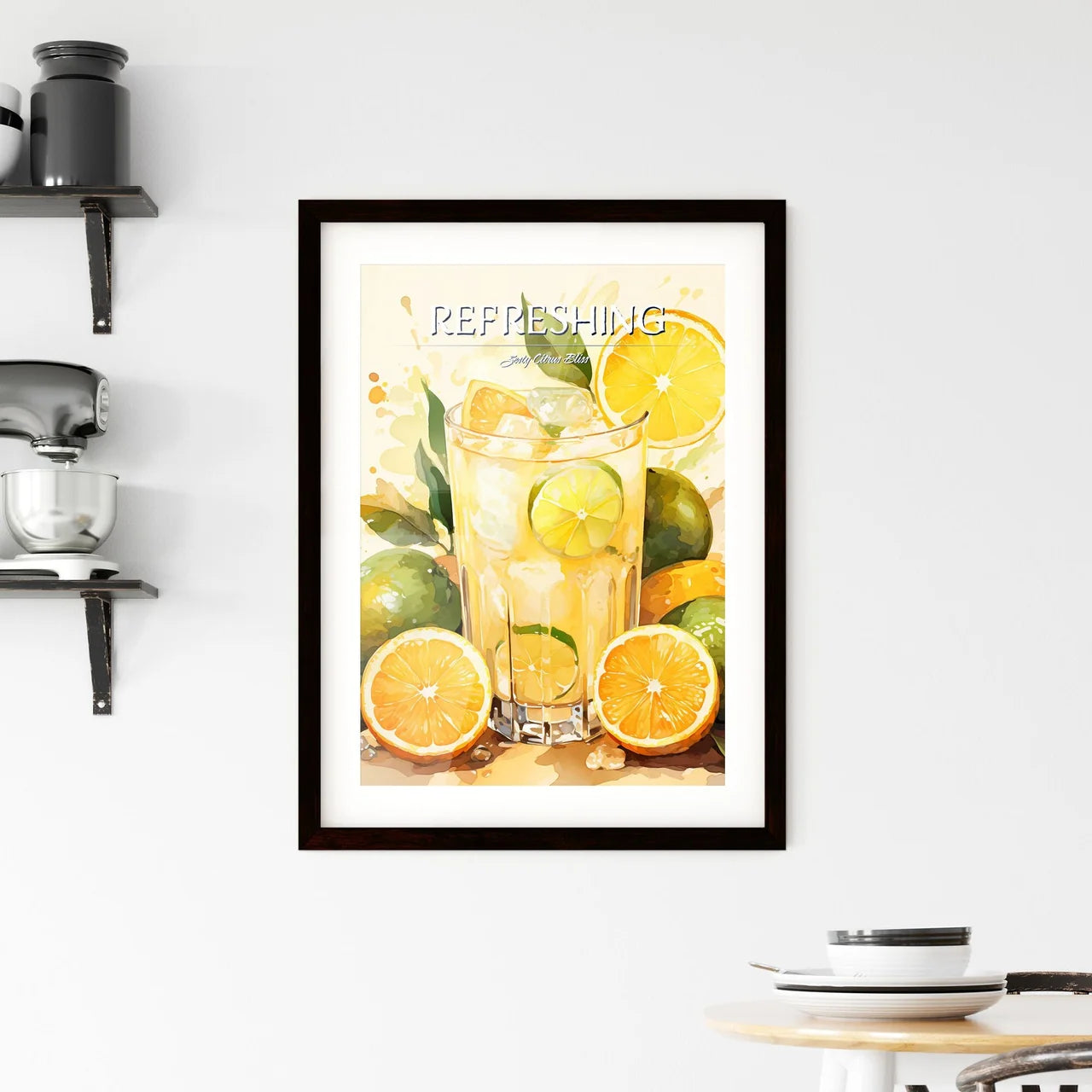 A Glass Of Lemonade With Limes And Ic Framed Print