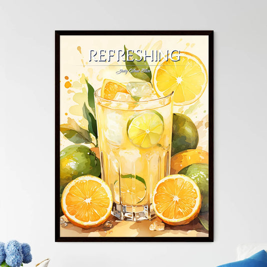 A Glass Of Lemonade With Limes And Ic - Framed Art Print