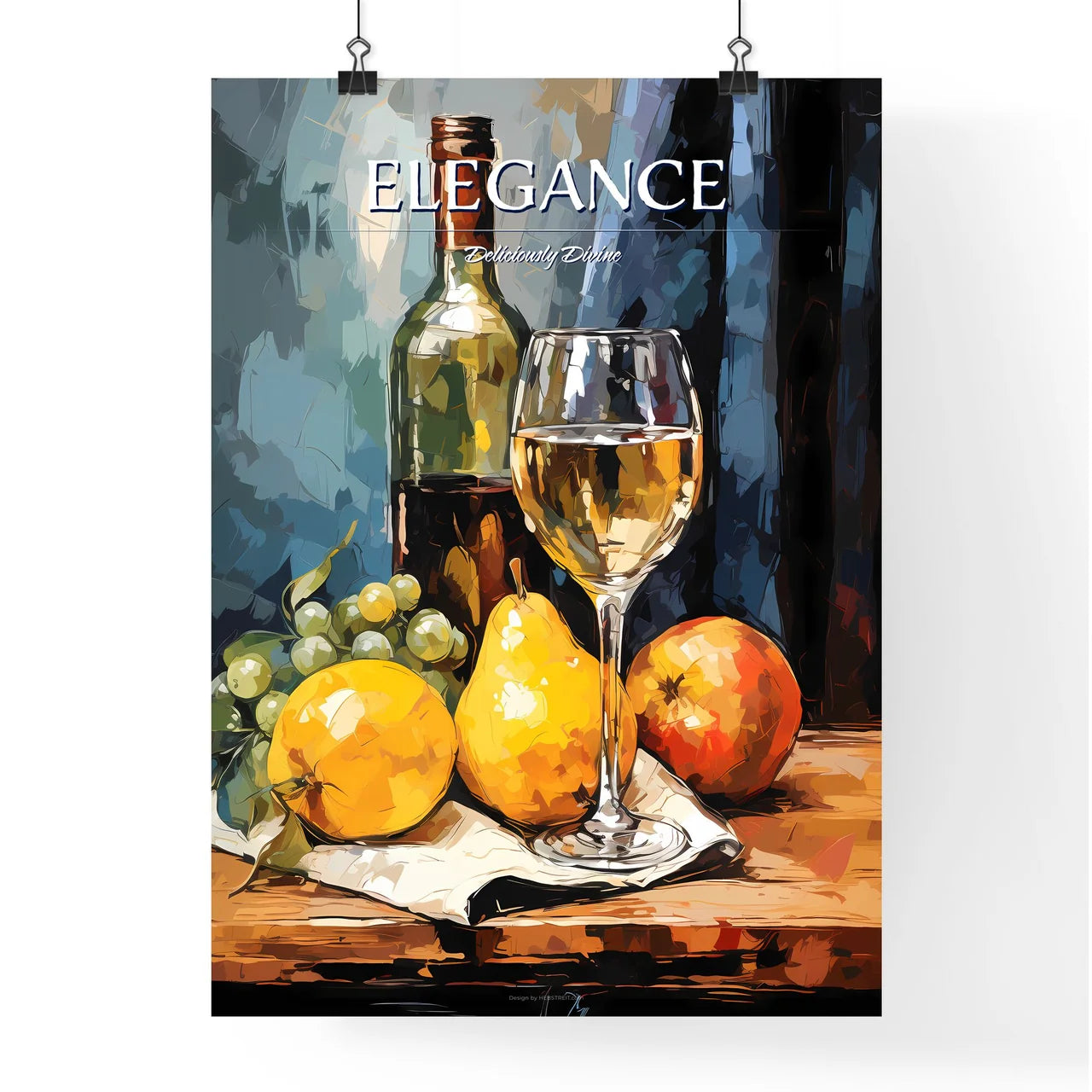 A Glass Of Wine And Fruit On A Tabl Poster