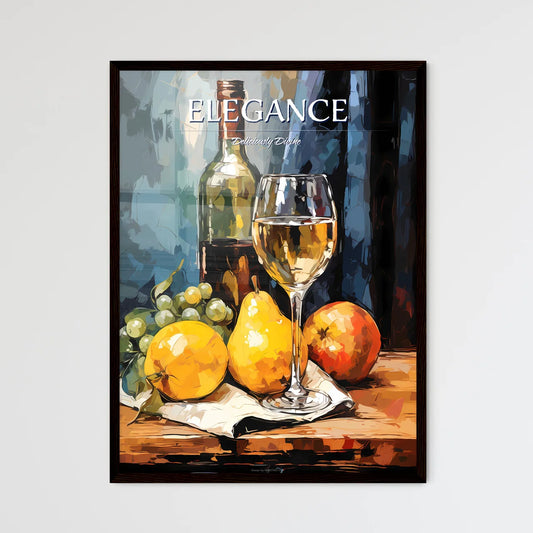 A Glass Of Wine And Fruit On A Tabl - Framed Art Print