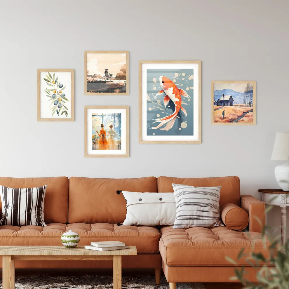 A Gold Fish Swimming In Water Framed Print