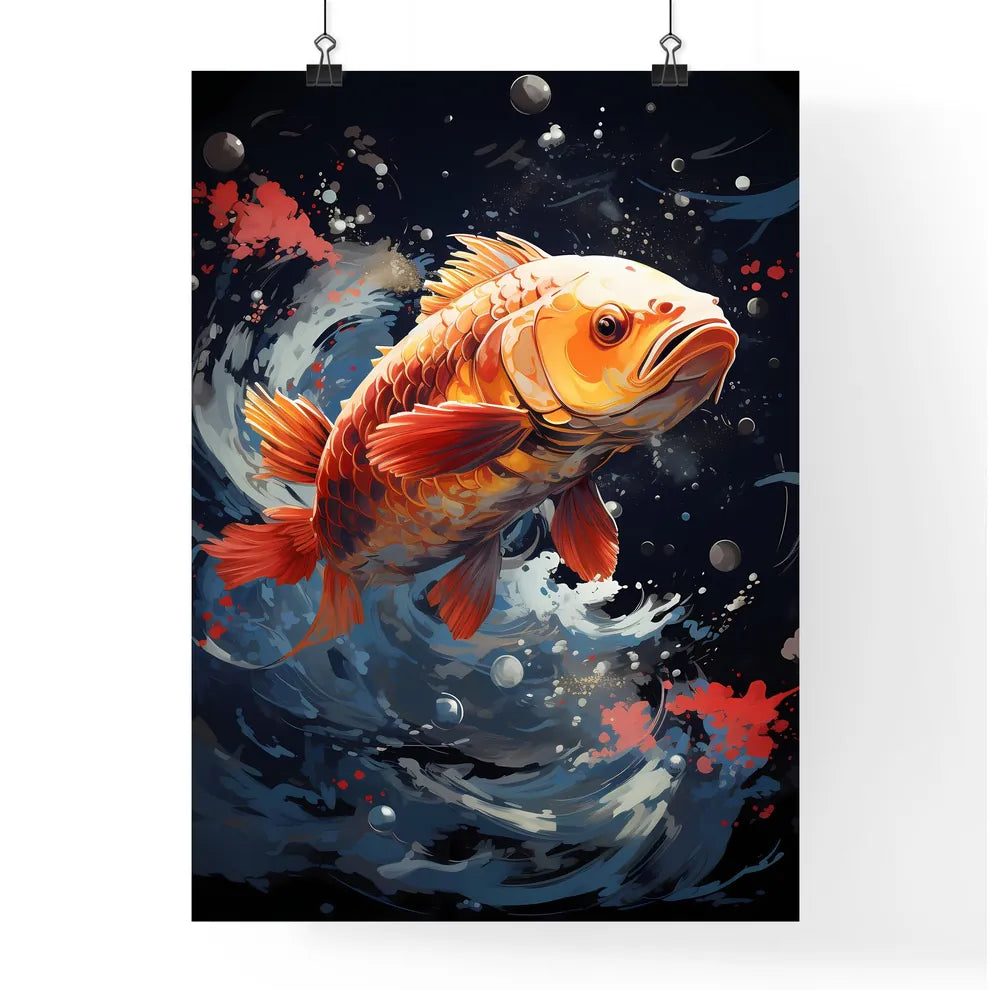 A Gold Fish Swimming In Water Poster