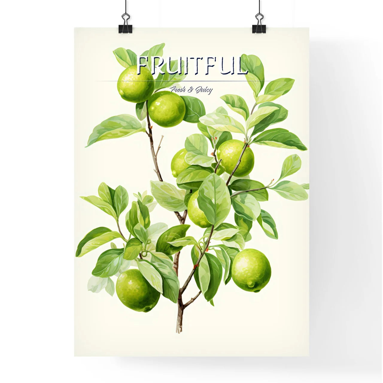 A Green Fruit On A Tre Poster